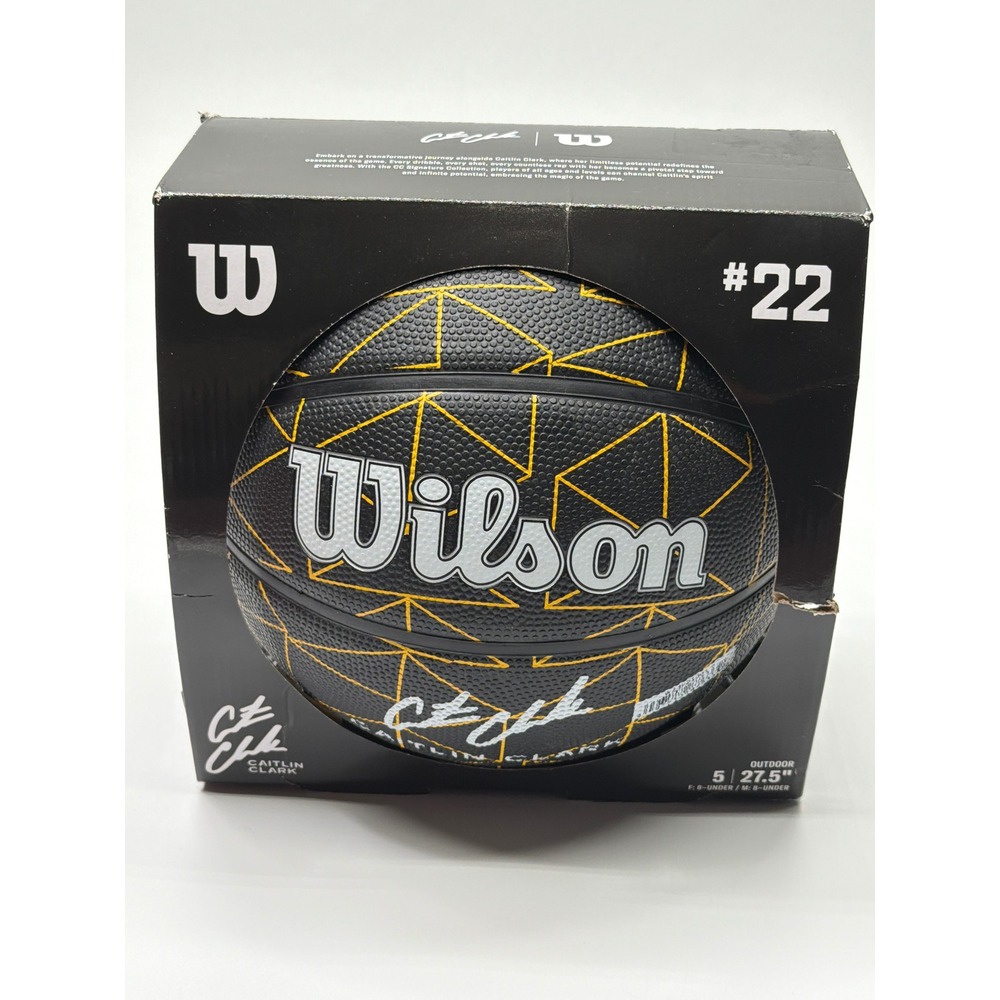 Wilson Caitlin Clark Signature Series Basketball Black Gold Outdoor Size 5 27.5"